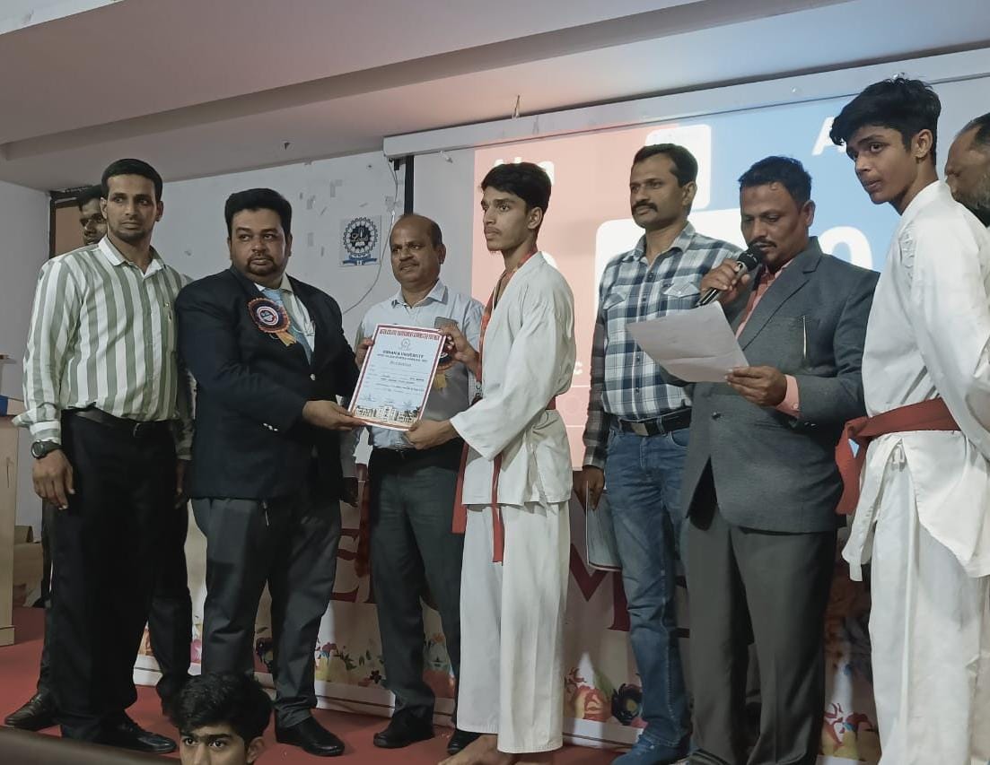 Osmana University Inter College Tournament 
KARATE Championship 2024-25 held on 02-11-2024 @ Lords Institute of Engineering & Technology.
Abdul Rehman (CSA-2) of MJCET 
Won the Bronze medal in -60 kgs weightcategory.