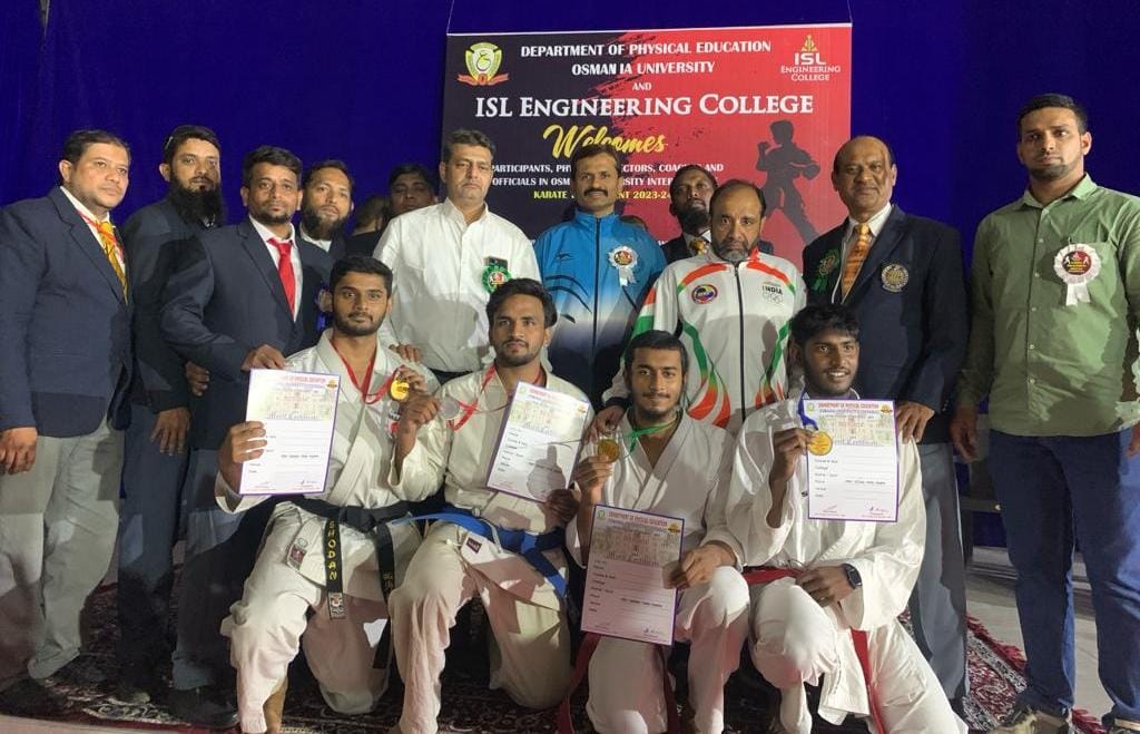 Osmania University Inter College Tournament Karate Championship (M) 2023-24 held at ISL Engineering College, Hyderabad on 04-12-2023.
Muffakham Jah College of Engineering & Technology Student performed very well and won the Gold medal 🥇
Abdul Quadir Omer, ECE 4th year. (Wt. Category -84)💐