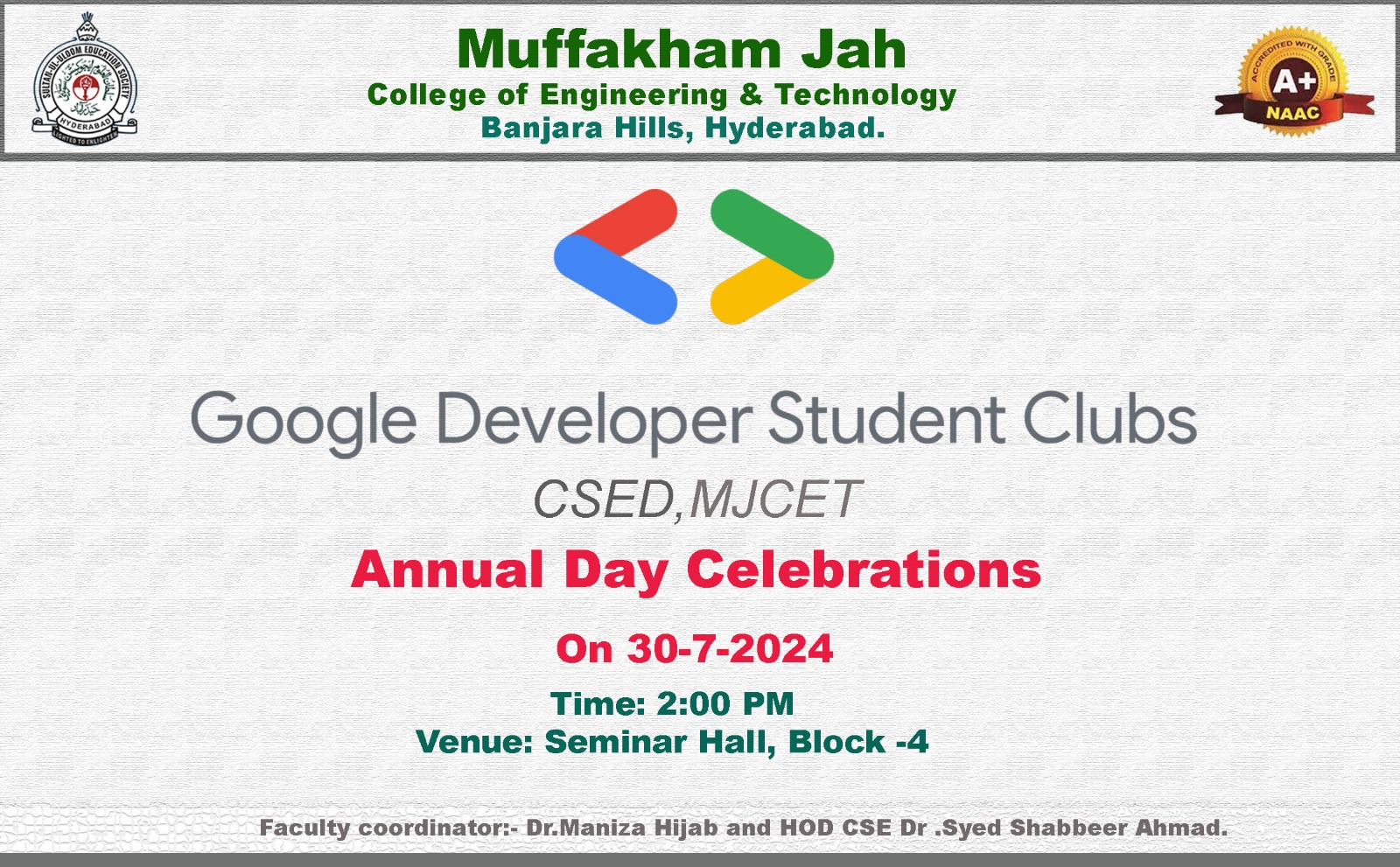 Google Developer Students Club MJCET celebrated its Annual Day on 30th July 2024