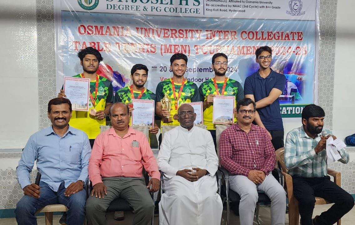 Osmana University Inter College Table Tennis Tournament held at St. Joseph's Degree & PG college on 20th & 21st Sep 2024. Muffakham Jah College of Engineering & Technology 
(MJCET)
Table Tennis team won the Third place.