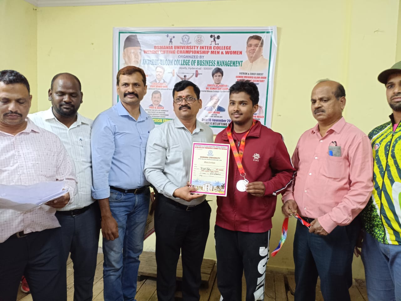 Osmania University Inter‑College Weight Lifting Championship 2025‑26 was held at Lal Bahadur Stadium on 18‑11‑2025.  
Shaik Mujtaba Mohiuddin – AI&DS‑3, Won Silver 🥈 medal in –65 kg.